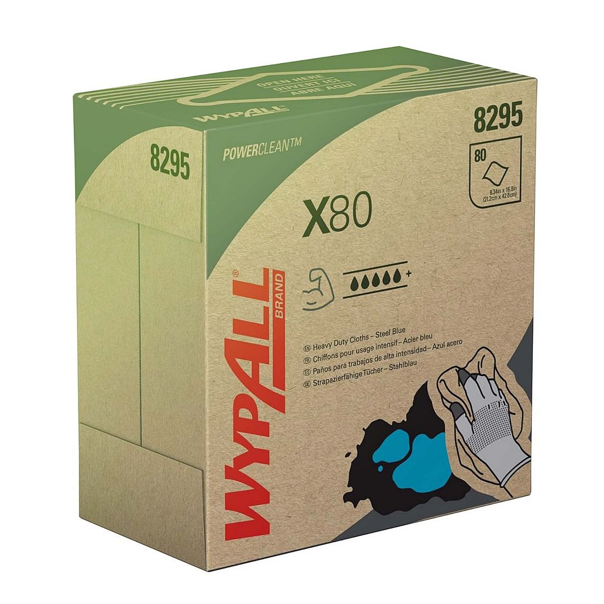 Product WypAll X80 Power Clean Heavy Duty – čisticí utěrky (1× POP-UP box / 76 ks)
