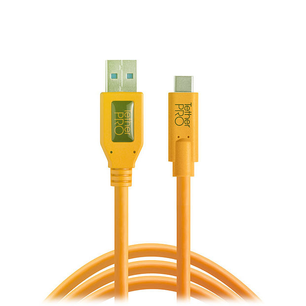 TetherPro USB Type-C Male to USB 3.0 Type-A Male Cable (15', Orange)