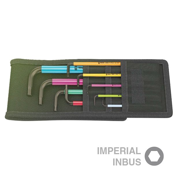 Wera 022639 Zástrčné klíče inbus 950/9 Hex-Plus Multicolour Imperial 1, palcové, BlackLaser (Sada 9 dílů)
