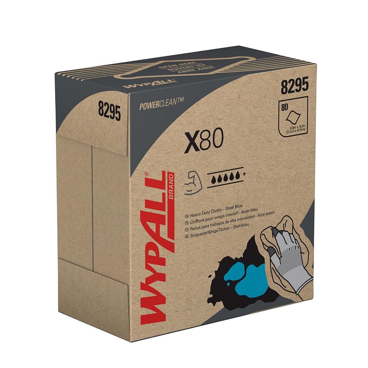 Product WypAll X80 Power Clean Heavy Duty – čisticí utěrky (1× POP-UP box / 76 ks)