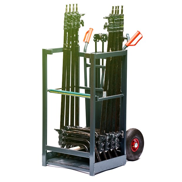 C-stand cart set (4x dlouhý, 4x střední,  8x gobo + extendery)